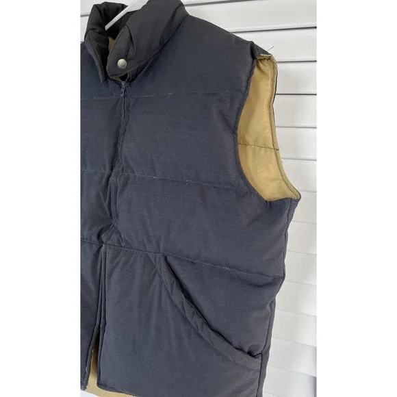 Vintage Jos.A. Bank Clothiers Down Filled Puffer Vest Tan/Navy Made In USA Sz L - Picture 5 of 8